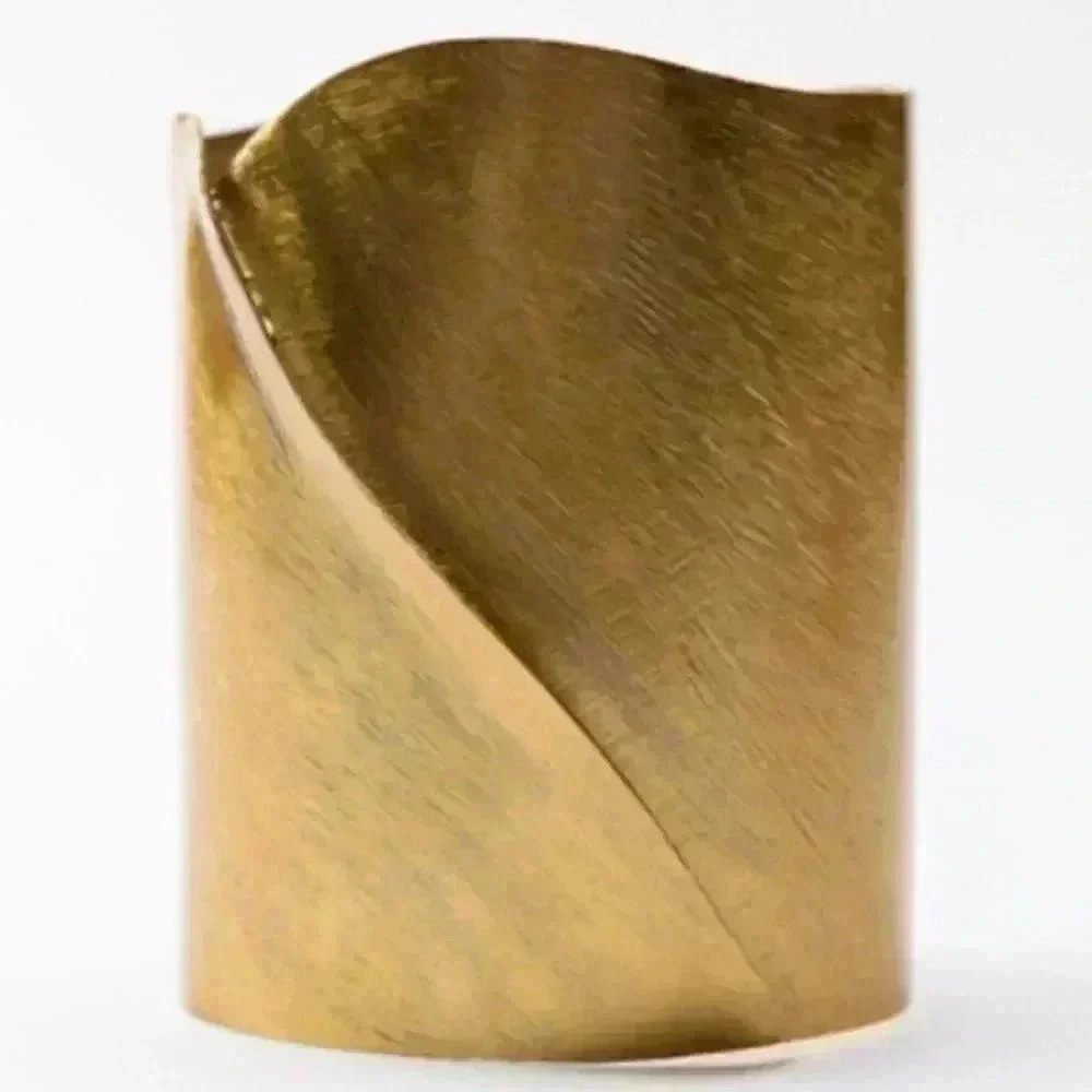 Zara Brushed Gold Sculptural Fold Cuff Bracelet
